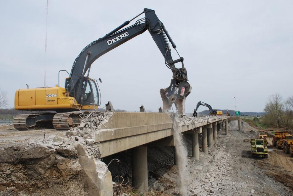 Black GDR crunching a bridge deck