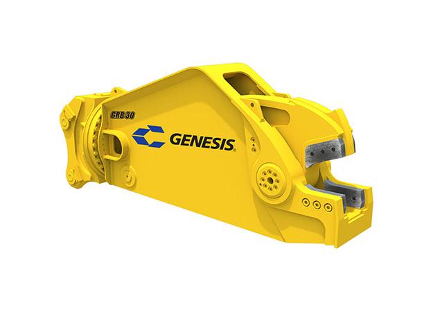 Yellow Genesis rail cutting shear facing right.