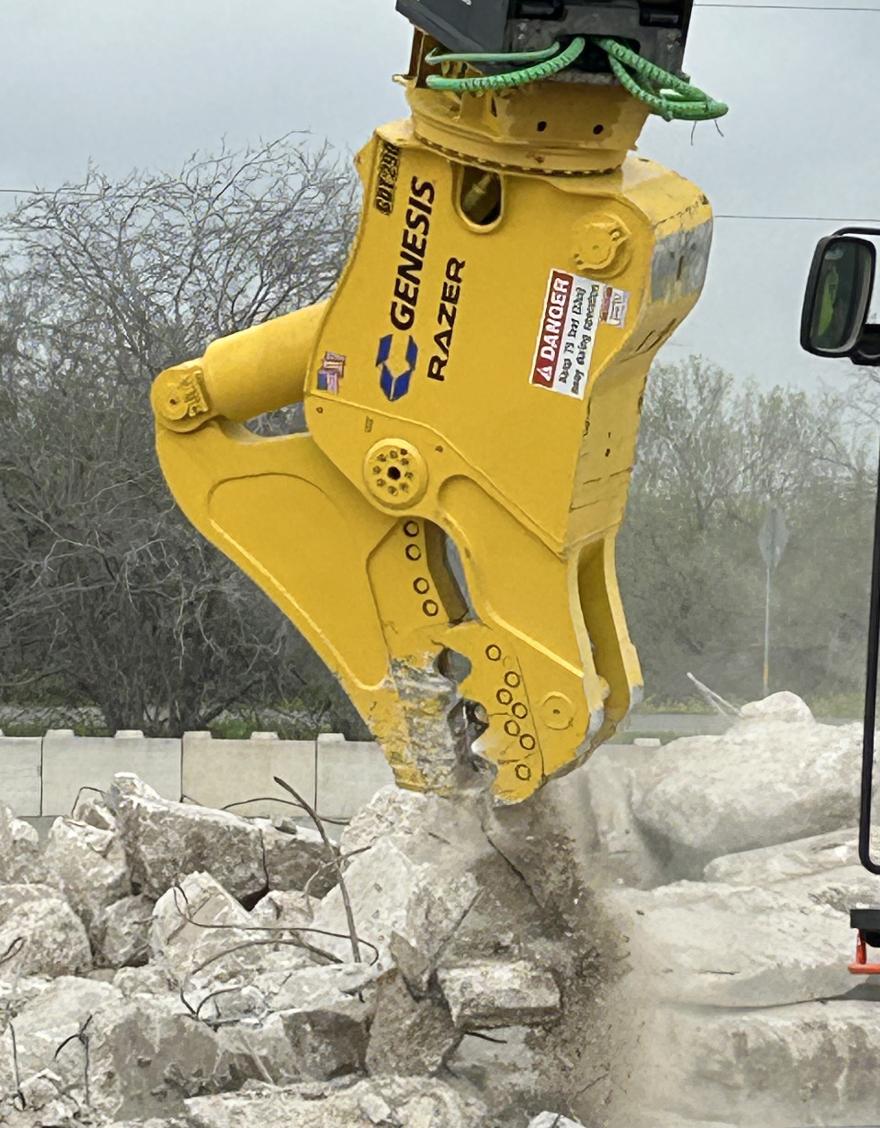 Yellow GDT crunching concrete