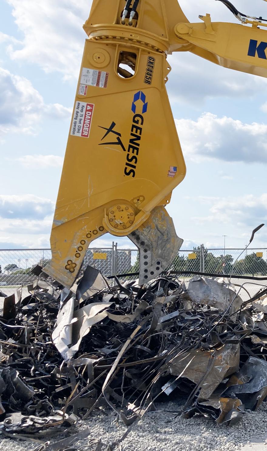 Yellow GXT shear above steel pile