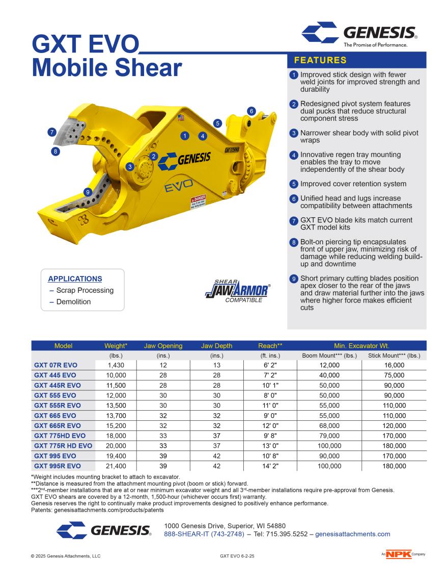 GXT EVO Spec Sheet Image